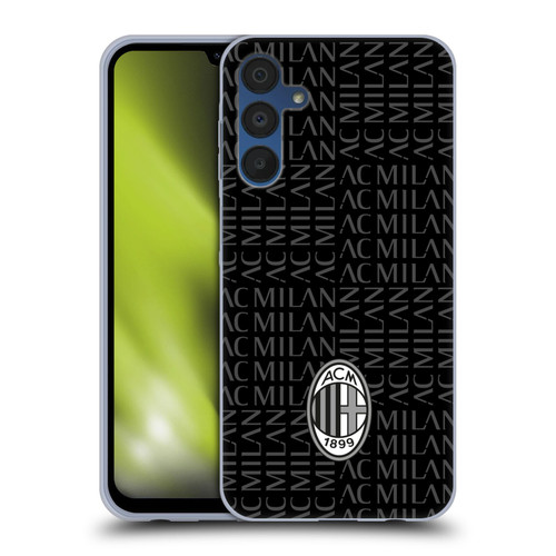 AC Milan Crest Patterns Black And Grey Soft Gel Case for Samsung Galaxy A15 & MagSafe