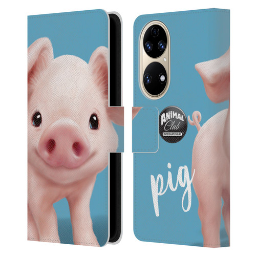 Animal Club International Faces Pig Leather Book Wallet Case Cover For Huawei P50