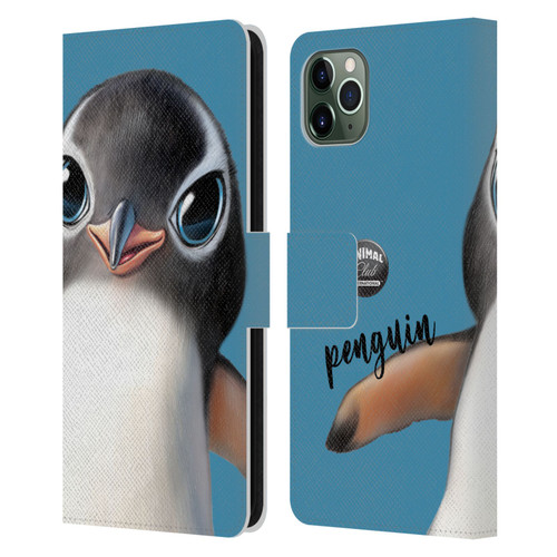 Animal Club International Faces Penguin Leather Book Wallet Case Cover For Apple iPhone 11 Pro Max