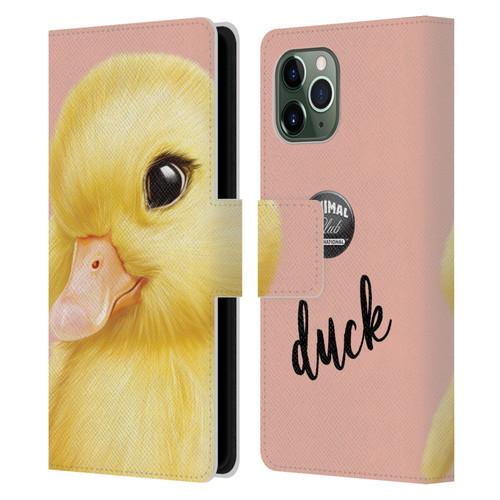 Animal Club International Faces Duck Leather Book Wallet Case Cover For Apple iPhone 11 Pro