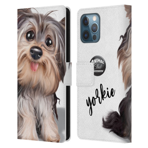 Animal Club International Faces Yorkie Leather Book Wallet Case Cover For Apple iPhone 12 Pro Max