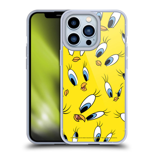Looney Tunes Patterns Tweety Soft Gel Case for Apple iPhone 13 Pro