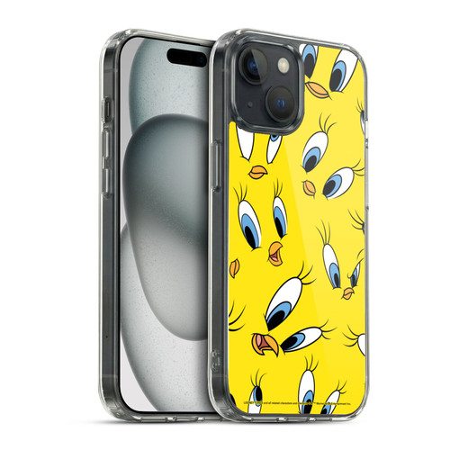 Looney Tunes Patterns Tweety Soft Gel Case for Apple iPhone 15