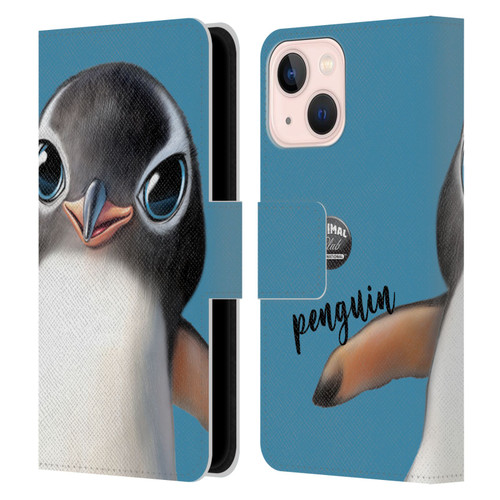 Animal Club International Faces Penguin Leather Book Wallet Case Cover For Apple iPhone 13 Mini