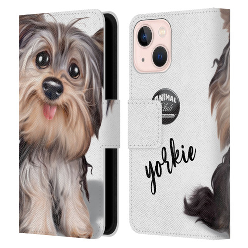 Animal Club International Faces Yorkie Leather Book Wallet Case Cover For Apple iPhone 13 Mini