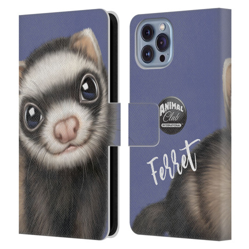 Animal Club International Faces Ferret Leather Book Wallet Case Cover For Apple iPhone 14