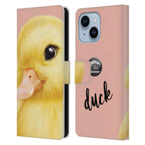 Animal Club International Faces Duck Leather Book Wallet Case Cover For Apple iPhone 14 Plus