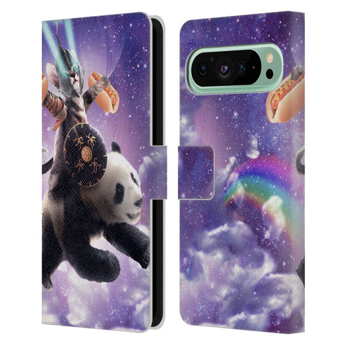 Random Galaxy Mixed Designs Warrior Cat Riding Panda Leather Book Wallet Case Cover For Google Pixel 9 Pro XL