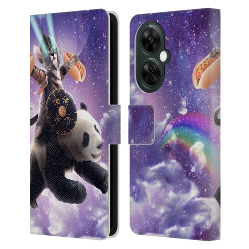 Random Galaxy Mixed Designs Warrior Cat Riding Panda Leather Book Wallet Case Cover For OnePlus Nord CE 3 Lite 5G