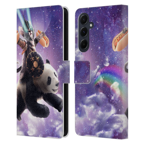 Random Galaxy Mixed Designs Warrior Cat Riding Panda Leather Book Wallet Case Cover For Samsung Galaxy A55 5G