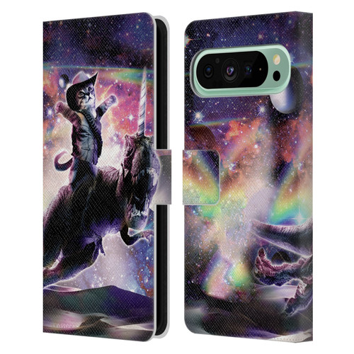Random Galaxy Space Cat Dinosaur Unicorn Leather Book Wallet Case Cover For Google Pixel 9 Pro XL