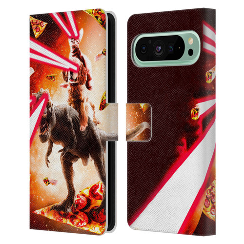 Random Galaxy Space Cat Dinosaur & Dog Lazer Eye Leather Book Wallet Case Cover For Google Pixel 9 Pro XL