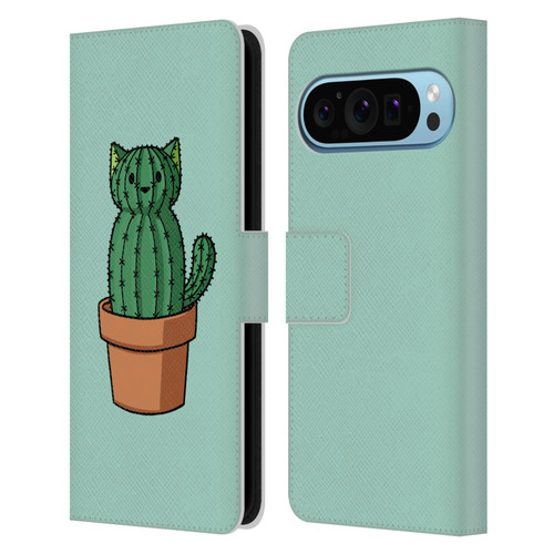 Beth Wilson Doodlecats Cactus Leather Book Wallet Case Cover For Google Pixel 9 / Pixel 9 Pro