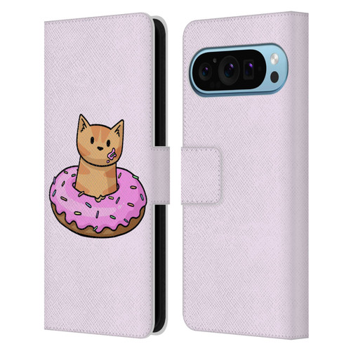 Beth Wilson Doodlecats Donut Leather Book Wallet Case Cover For Google Pixel 9 / Pixel 9 Pro