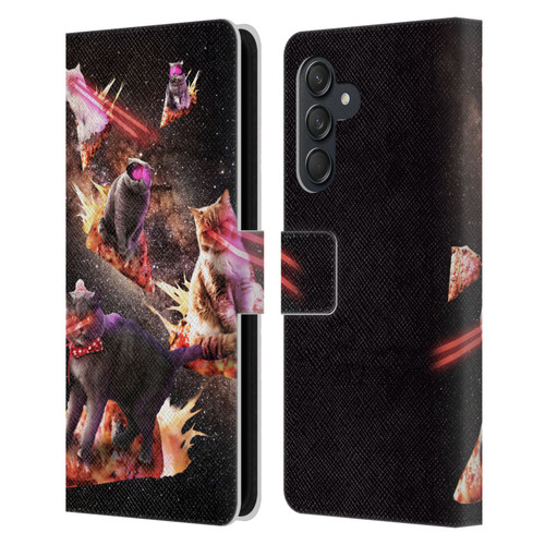 Random Galaxy Space Cat Fire Pizza Leather Book Wallet Case Cover For Samsung Galaxy M55 5G