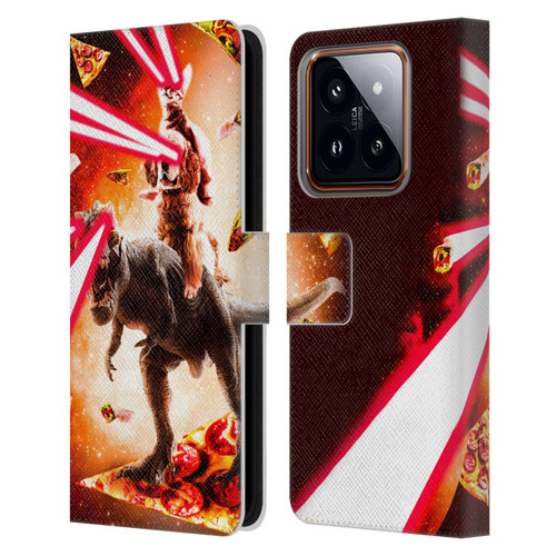 Random Galaxy Space Cat Dinosaur & Dog Lazer Eye Leather Book Wallet Case Cover For Xiaomi 14