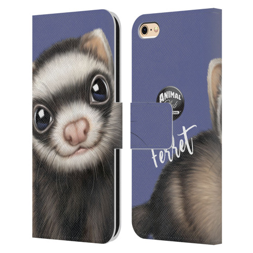 Animal Club International Faces Ferret Leather Book Wallet Case Cover For Apple iPhone 6 / iPhone 6s