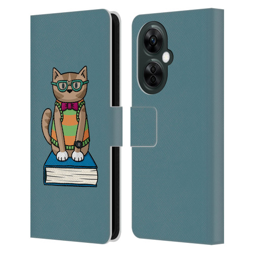 Beth Wilson Doodlecats Nerd Leather Book Wallet Case Cover For OnePlus Nord CE 3 Lite 5G