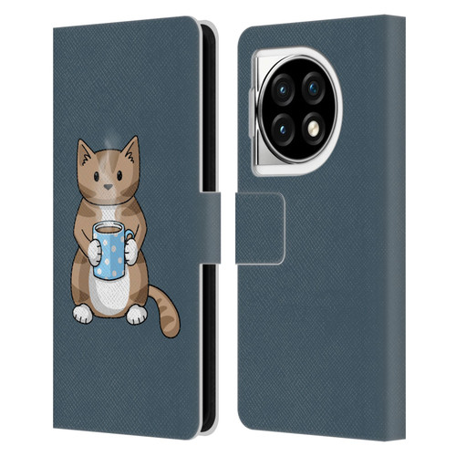 Beth Wilson Doodlecats Coffee Drinking Leather Book Wallet Case Cover For OPPO OnePlus Ace 3 5G