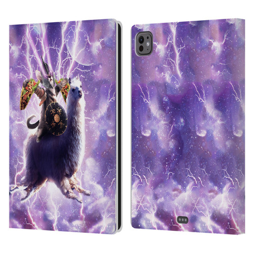 Random Galaxy Space Llama Lazer Cat & Tacos Leather Book Wallet Case Cover For Apple iPad Pro 11 M4 2024
