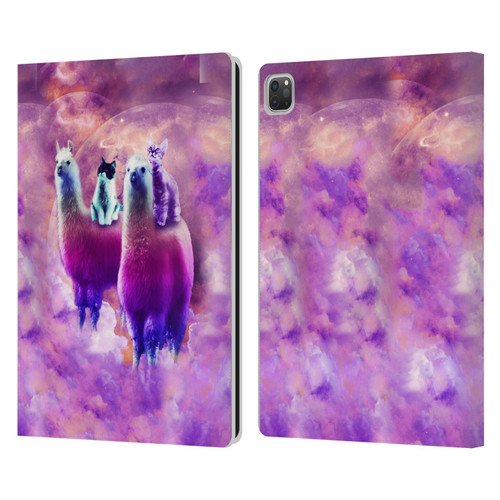 Random Galaxy Space Llama Kitty & Cat Leather Book Wallet Case Cover For Apple iPad Pro 13 M4 2024