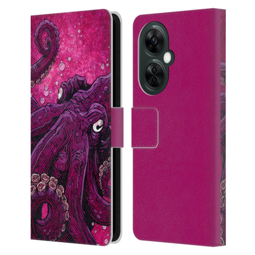David Lozeau Colourful Grunge Octopus Squid Leather Book Wallet Case Cover For OnePlus Nord CE 3 Lite 5G