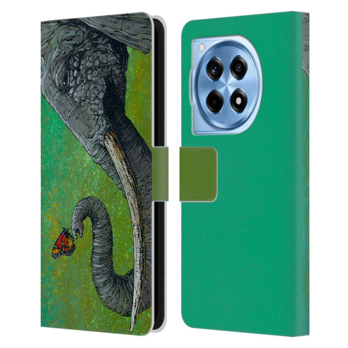 David Lozeau Colourful Grunge The Elephant Leather Book Wallet Case Cover For OnePlus 12R