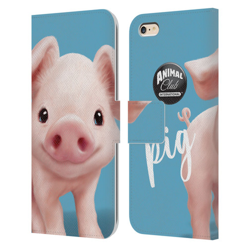 Animal Club International Faces Pig Leather Book Wallet Case Cover For Apple iPhone 6 Plus / iPhone 6s Plus