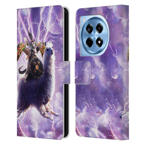 Random Galaxy Space Llama Lazer Cat & Tacos Leather Book Wallet Case Cover For OnePlus 12R