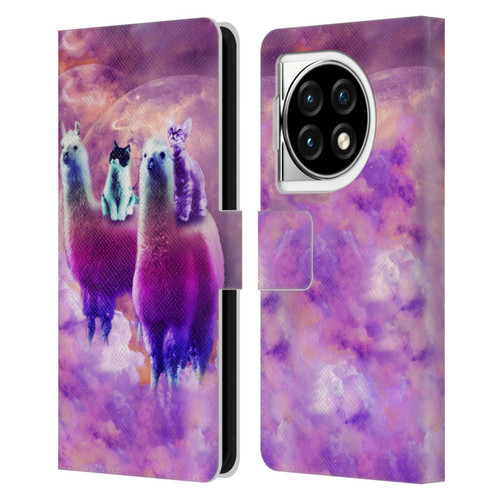 Random Galaxy Space Llama Kitty & Cat Leather Book Wallet Case Cover For OPPO OnePlus Ace 3 5G