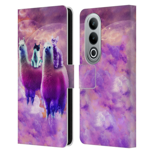 Random Galaxy Space Llama Kitty & Cat Leather Book Wallet Case Cover For OPPO OnePlus Ace 3V 5G