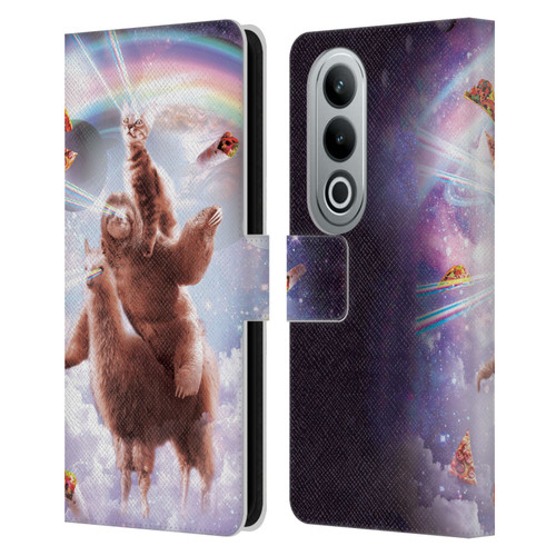 Random Galaxy Space Llama Sloth & Cat Lazer Eyes Leather Book Wallet Case Cover For OPPO OnePlus Ace 3V 5G