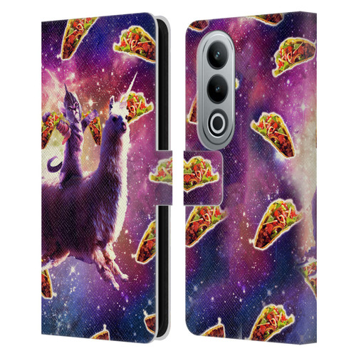 Random Galaxy Space Llama Warrior Cat & Tacos Leather Book Wallet Case Cover For OPPO OnePlus Ace 3V 5G
