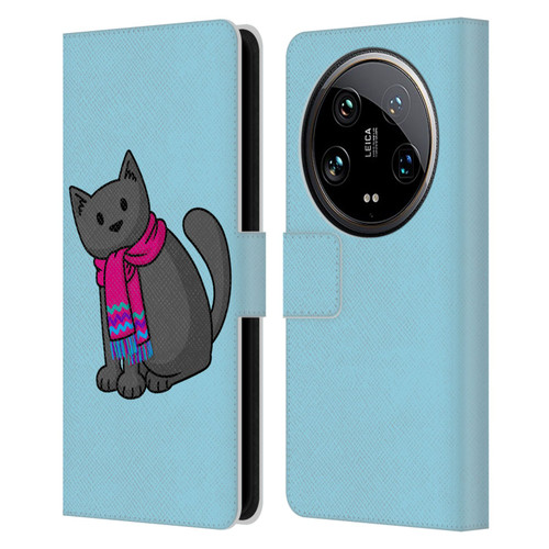 Beth Wilson Doodlecats Cold In A Scarf Leather Book Wallet Case Cover For Xiaomi 14 Ultra