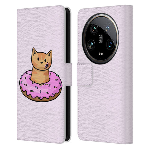 Beth Wilson Doodlecats Donut Leather Book Wallet Case Cover For Xiaomi 14 Ultra