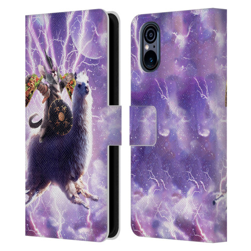 Random Galaxy Space Llama Lazer Cat & Tacos Leather Book Wallet Case Cover For Sony Xperia 5 V 5G
