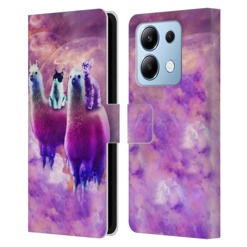 Random Galaxy Space Llama Kitty & Cat Leather Book Wallet Case Cover For Xiaomi Redmi Note 13/13 Pro 5G