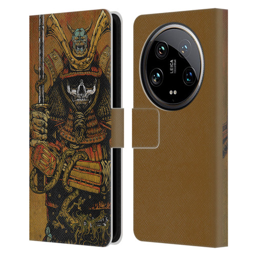 David Lozeau Colourful Grunge Samurai Leather Book Wallet Case Cover For Xiaomi 14 Ultra