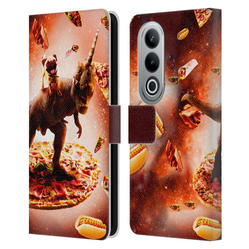 Random Galaxy Space Pizza Ride Pug & Dinosaur Unicorn Leather Book Wallet Case Cover For OPPO OnePlus Ace 3V 5G