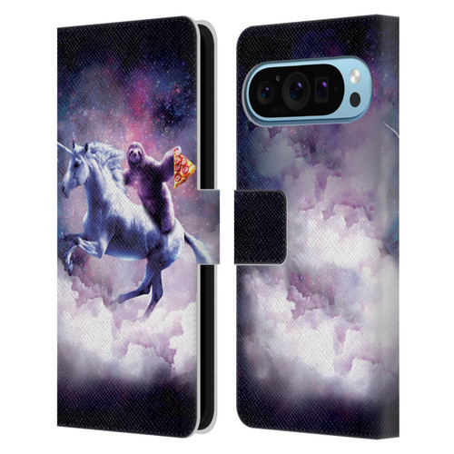 Random Galaxy Space Unicorn Ride Pizza Sloth Leather Book Wallet Case Cover For Google Pixel 9 / Pixel 9 Pro