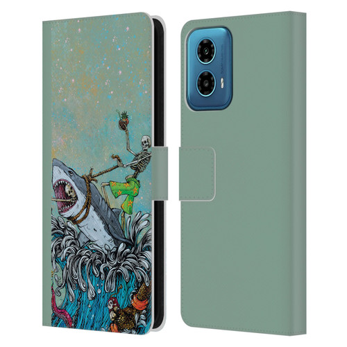 David Lozeau Colourful Art Surfing Leather Book Wallet Case Cover For Motorola Moto G34 5G