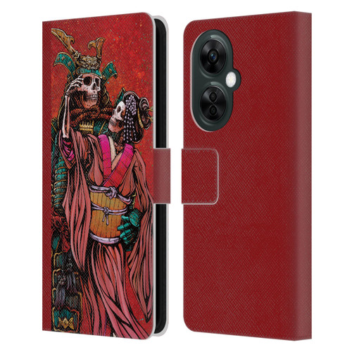 David Lozeau Colourful Art Samurai And Geisha Leather Book Wallet Case Cover For OnePlus Nord CE 3 Lite 5G