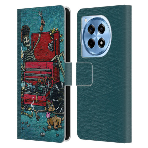 David Lozeau Colourful Art Garage Leather Book Wallet Case Cover For OnePlus 12R