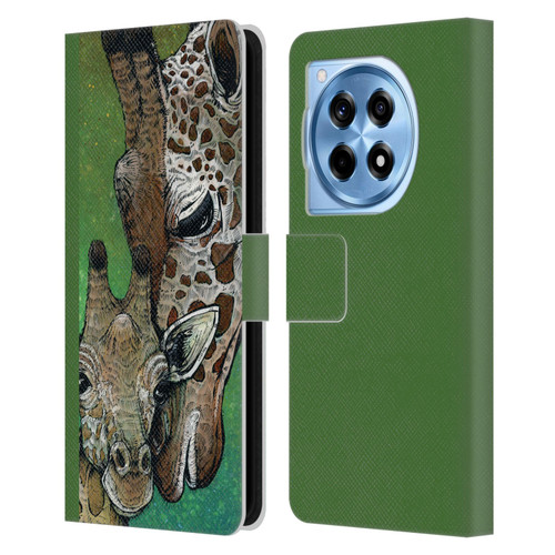 David Lozeau Colourful Art Giraffe Leather Book Wallet Case Cover For OnePlus 12R
