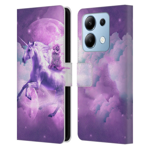 Random Galaxy Space Unicorn Ride Purple Galaxy Cat Leather Book Wallet Case Cover For Xiaomi Redmi Note 13/13 Pro 5G