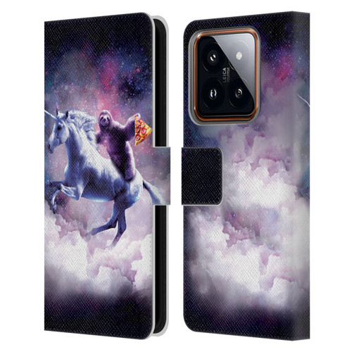 Random Galaxy Space Unicorn Ride Pizza Sloth Leather Book Wallet Case Cover For Xiaomi 14