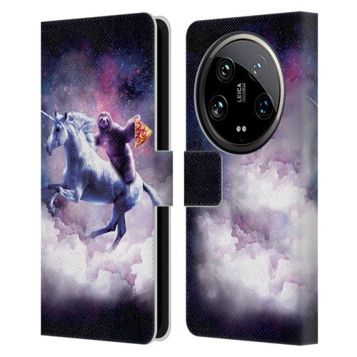 Random Galaxy Space Unicorn Ride Pizza Sloth Leather Book Wallet Case Cover For Xiaomi 14 Ultra