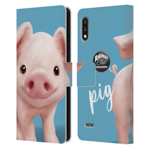 Animal Club International Faces Pig Leather Book Wallet Case Cover For LG K22