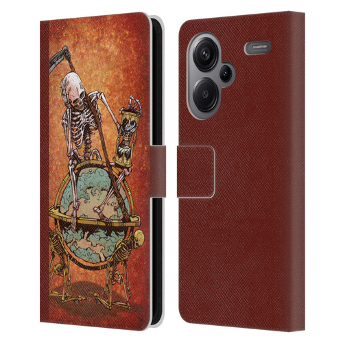 David Lozeau Colourful Art Memento Mori Leather Book Wallet Case Cover For Xiaomi Redmi Note 13 Pro Plus 5G