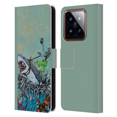 David Lozeau Colourful Art Surfing Leather Book Wallet Case Cover For Xiaomi 14